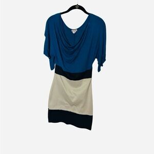 Blue and Cream Colorblock Dress